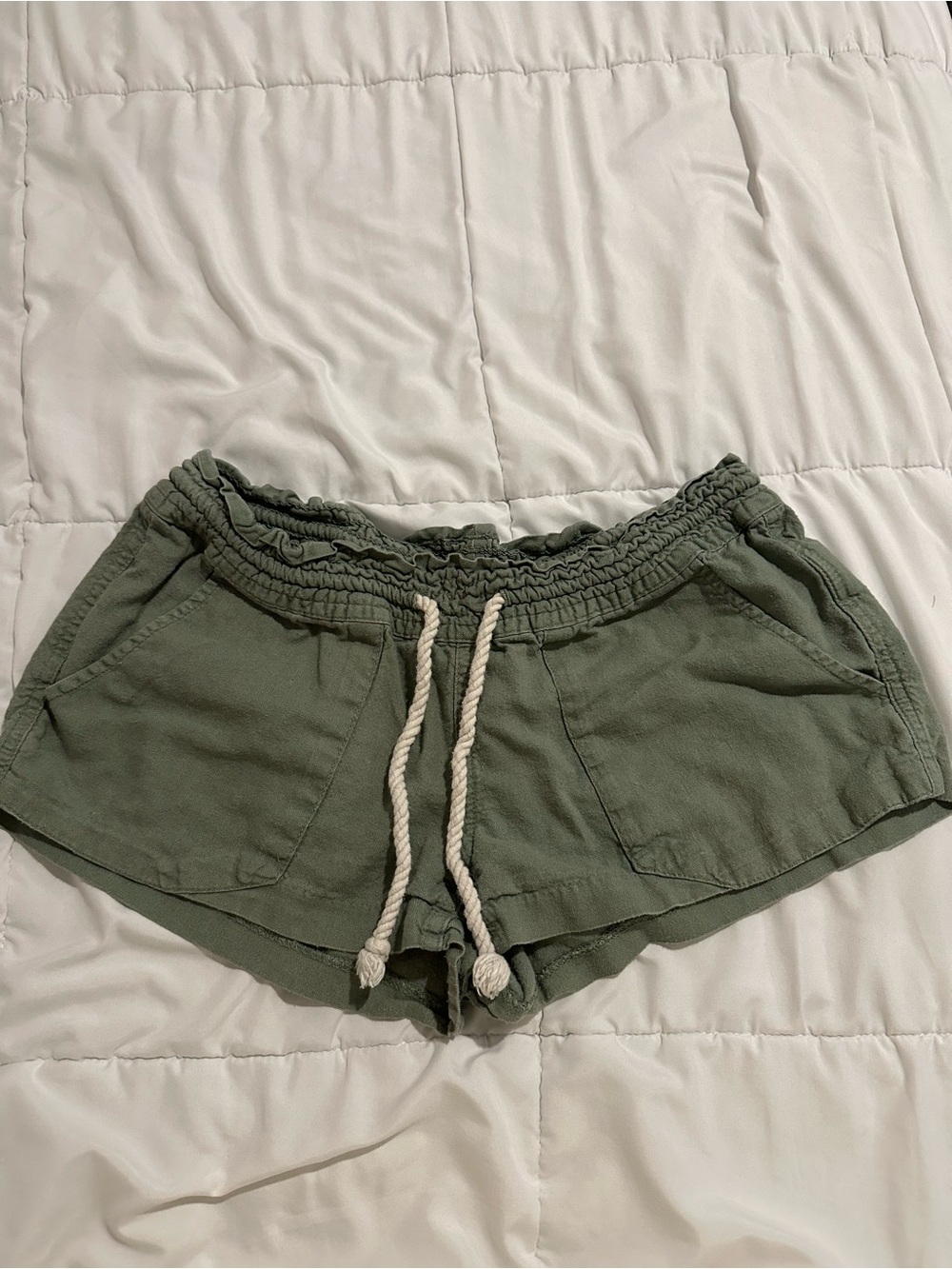 Roxy Olive Green Drawstring Athletic Shorts
